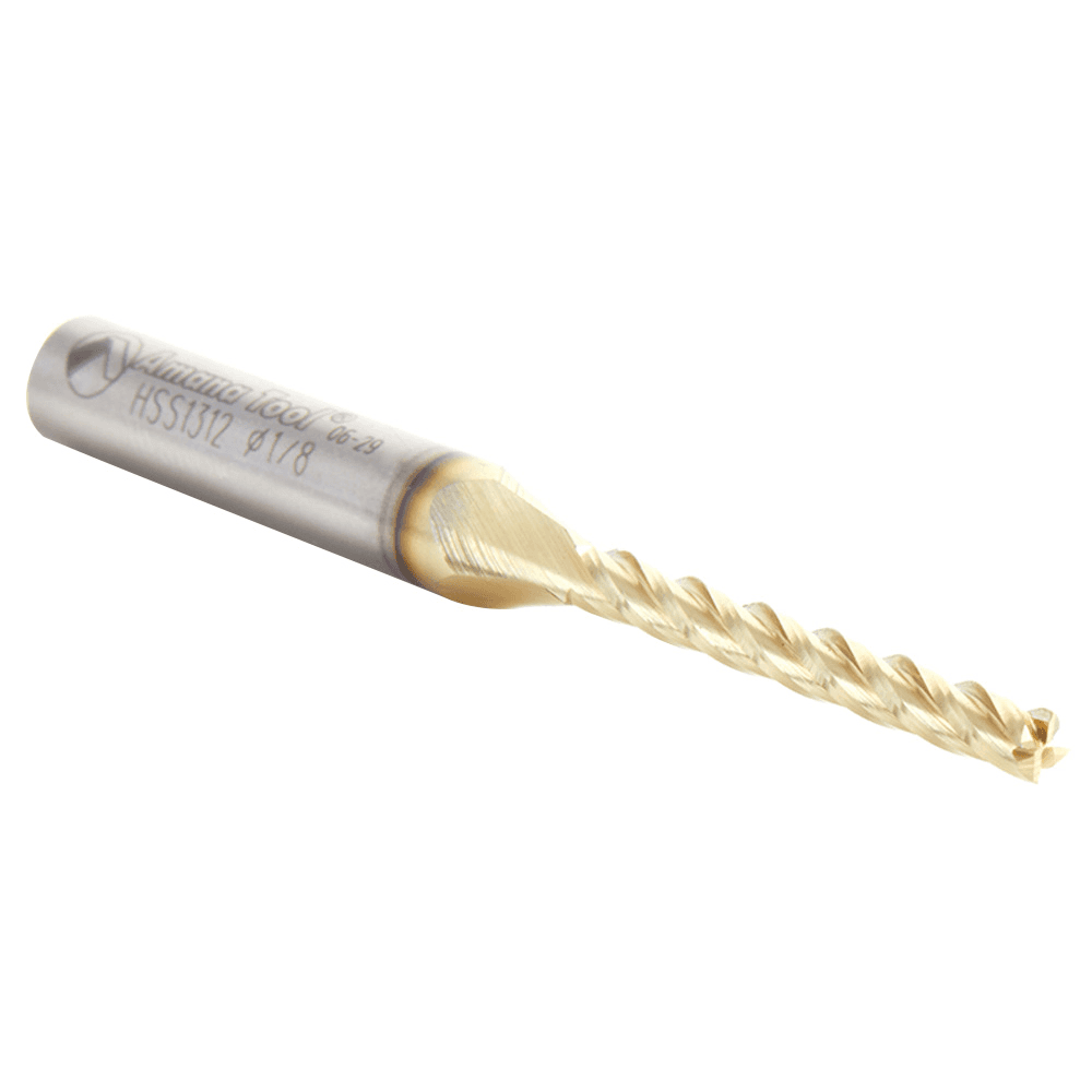 1/8" x 2-1/2" 2D/3D Carving Flat Bottom ZrN Coated CNC Router Bit, 4-Flute, 1/4" Shank - Alt Image 2