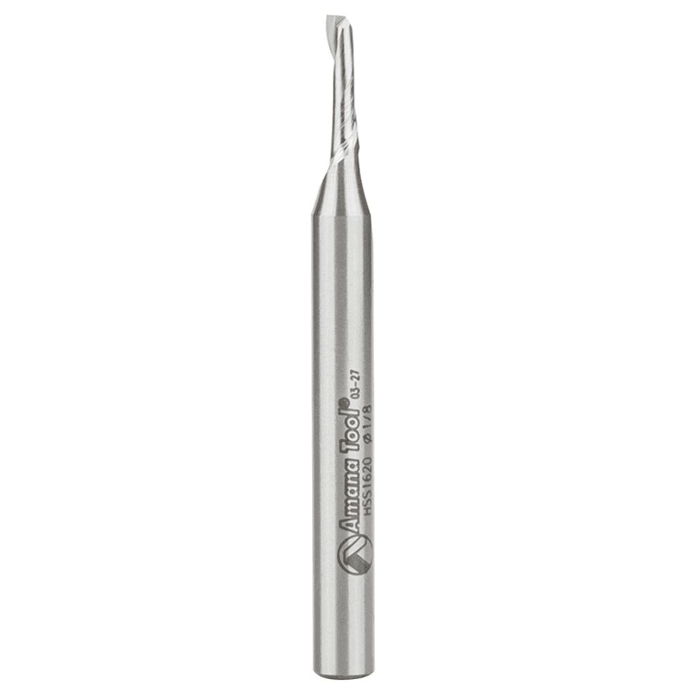 1/8" x 2-5/8" Aluminum Cutting Up-Cut Spiral Router Bit, 1-Flute, 1/4" Shank - Main Image