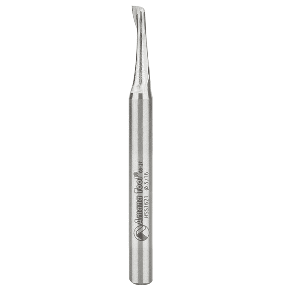 3/16" x 2-7/8" Aluminum Cutting Up-Cut Spiral Router Bit, 1-Flute, 1/4" Shank - Main Image