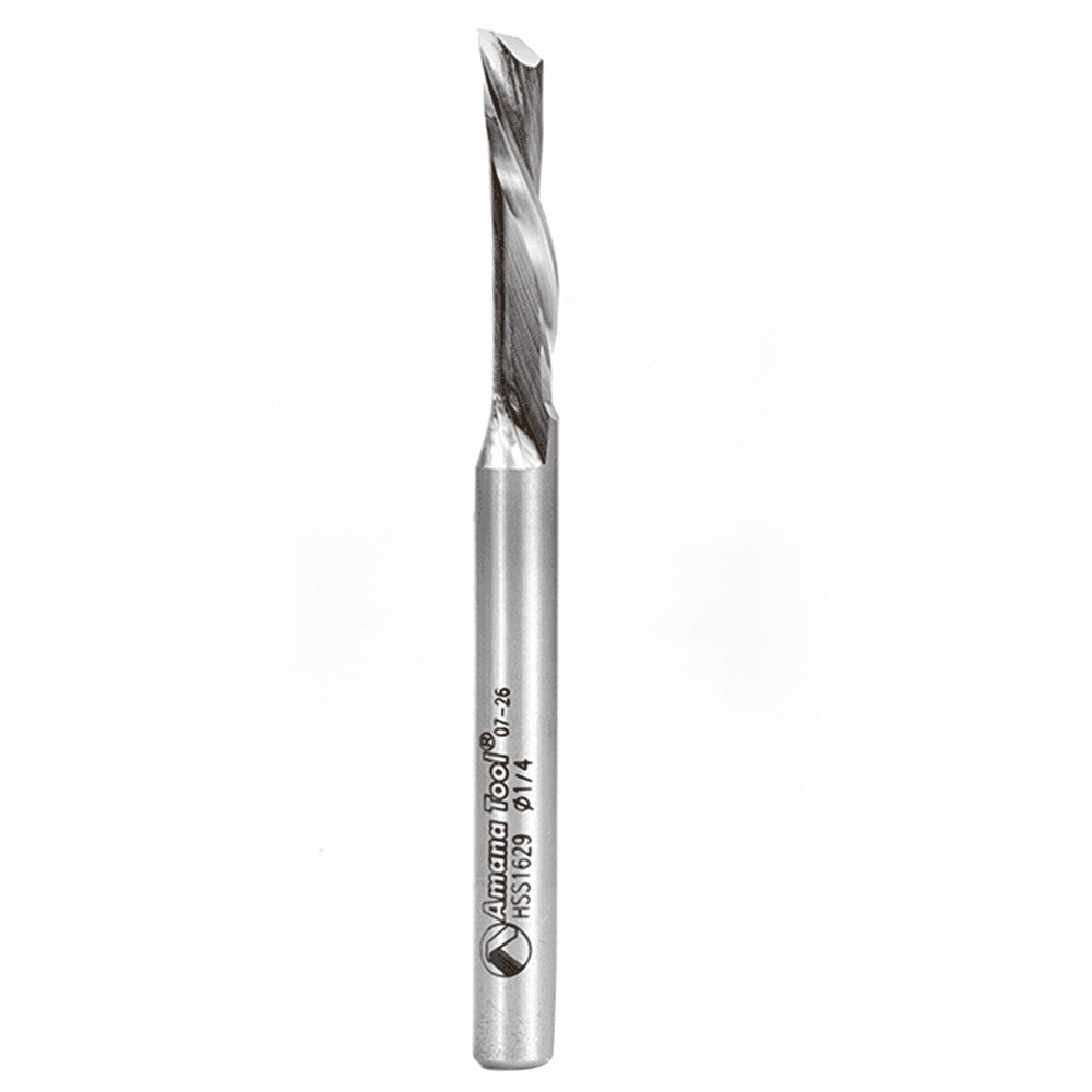 1/4" x 3" Aluminum Cutting Down-Cut Spiral Router Bit, 1-Flute, 1/4" Shank - Main Image