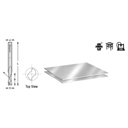 1/4" Dia x 2-1/8" Double Flute Spiral Aluminum Cutting Up-Cut Router Bit, 2 Flute, 1/4" Shank Alt 4 - Image