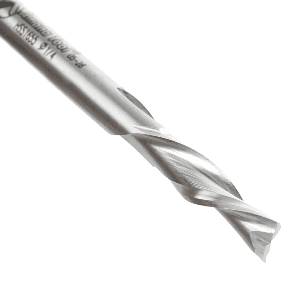 1/4" x 3" Aluminum Cutting Down-Cut Spiral Router Bit, 2-Flute, 1/4" Shank - Alt Image 2