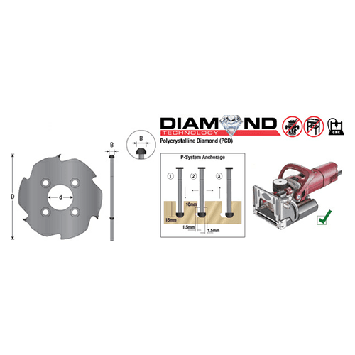 100.4mm Dia x 3T Polycrystalline Diamond Lamello Cutter, 22mm Bore for Zeta P2 Lamello Porter Router Alt 1 - Image