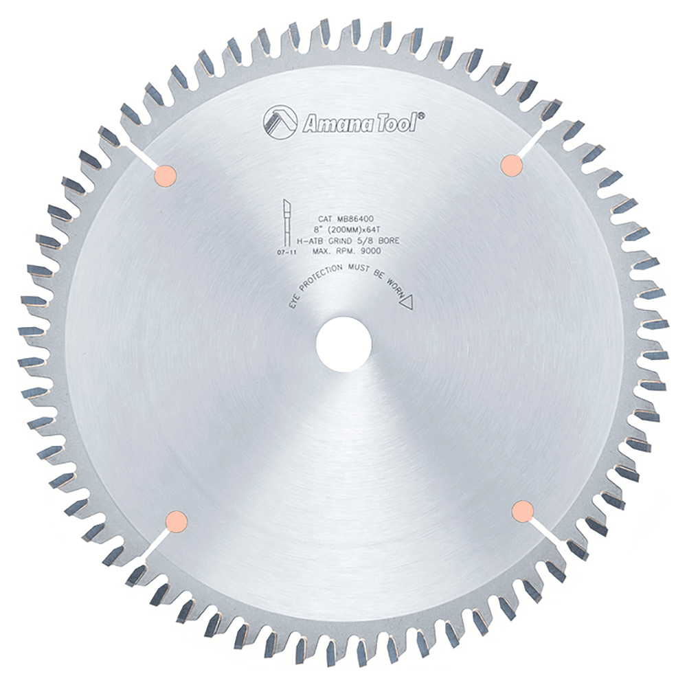 Amana 8" x 64 Teeth Double-Face Melamine Saw Blade with High-ATB Grind