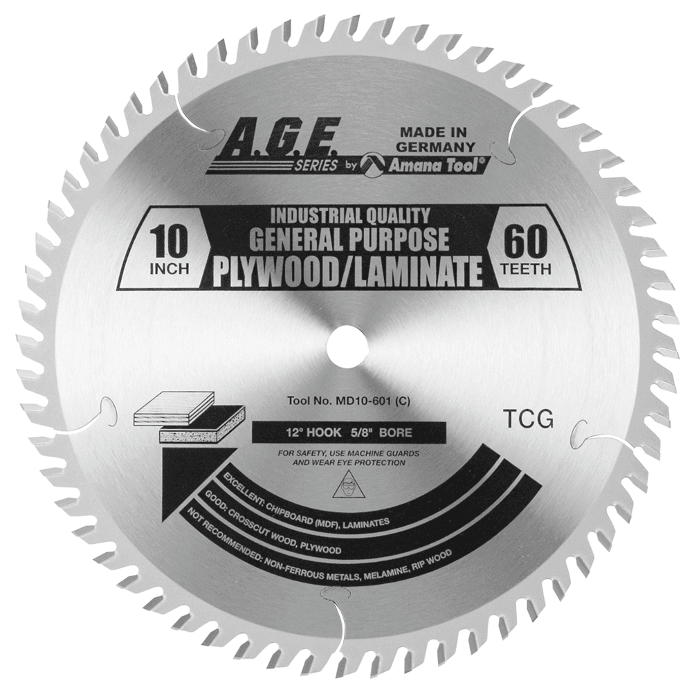 Amana 10" x 60 Teeth General Purpose Cross-Cut/Cut-Off Saw Blade with High Wear Carbide and Advanced Grinding Technology for Super Clean Cuts and 200% Longer Life Time