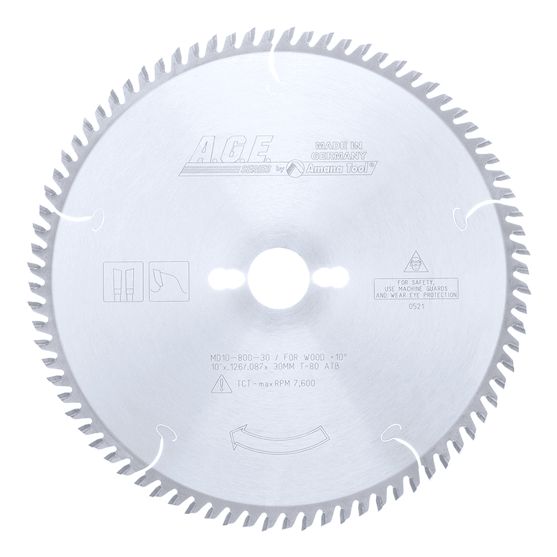 Amana 10" x 80 Teeth Saw Blade for Cross-Cut/Cut-Off - ATB Grind
