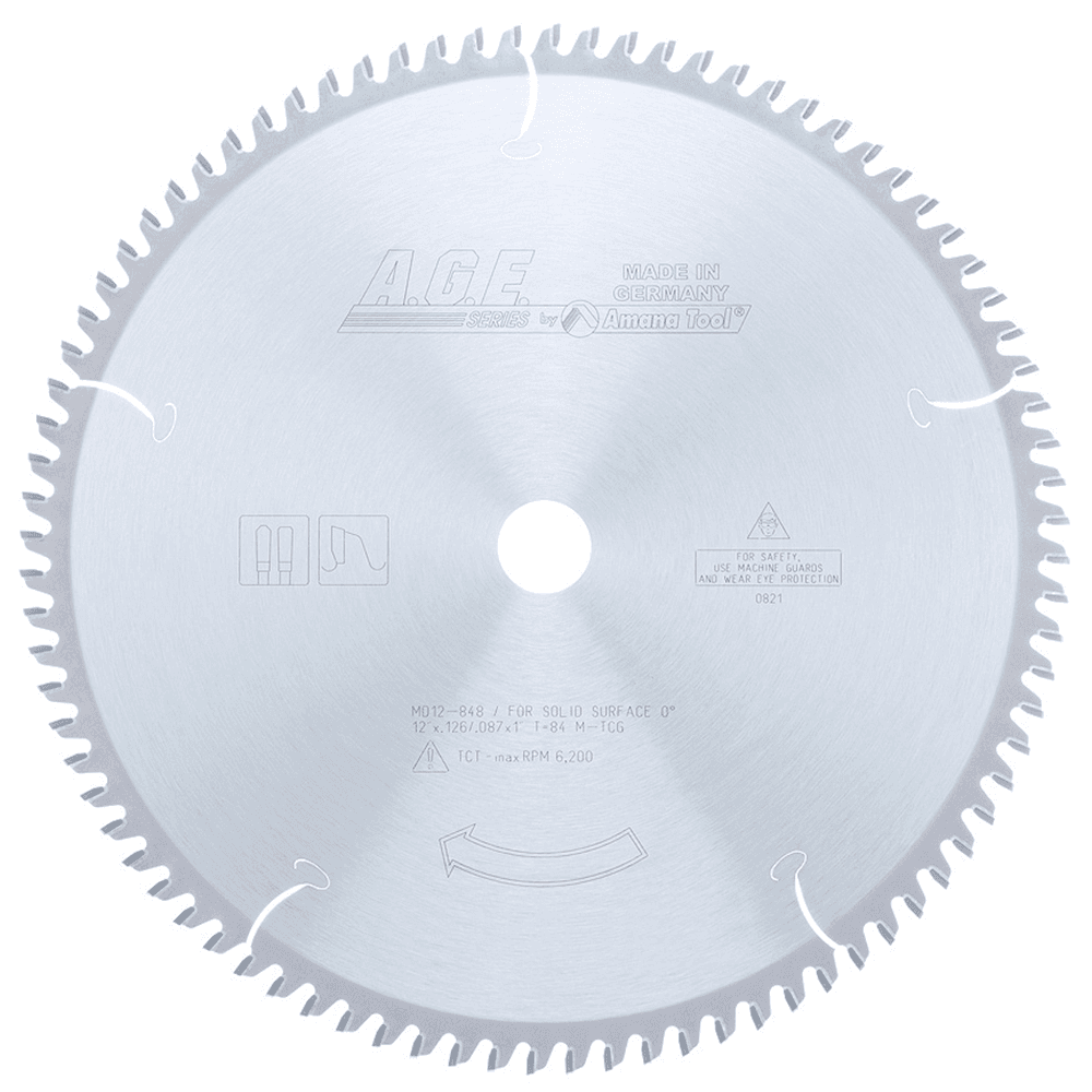 AGE Series 12" x 84 Teeth Solid Surface Swirl-Free Cut Circular Saw Blade - Main Image