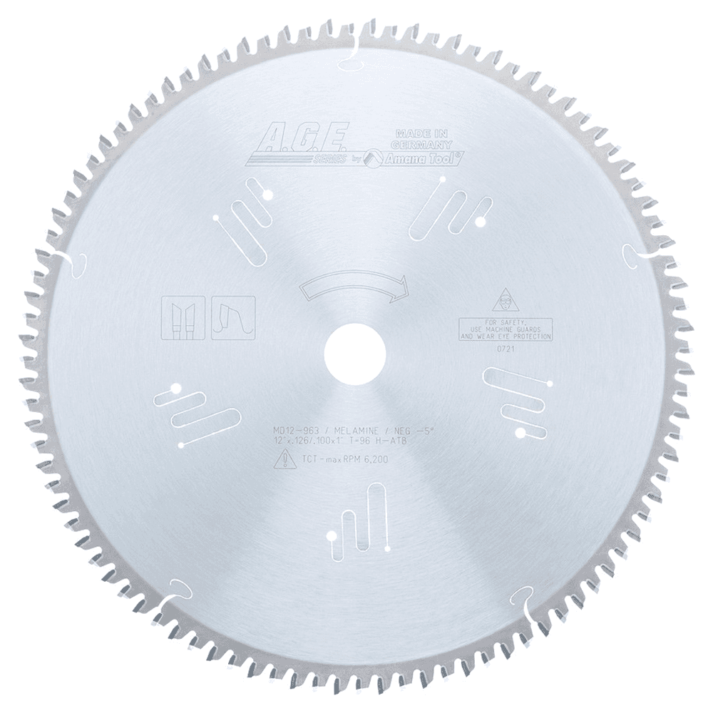 12" x 96 Teeth Double-Face Melamine Circular Saw Blade by Amana - High Bevel Prevents Blow-Outs