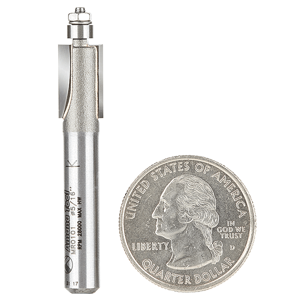 5/16" x 2" Miniature Rabbet Router Bit with 3/16" Ball Bearing, 2-Flute, 1/4" Shank - Main Image