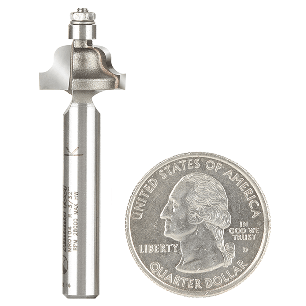 9/16" x 1-7/8" x 3/32" Radius Miniature Roman Ogee Bit with Mini 3/16" Lower Ball Bearing, 2-Flute, 1/4" Shank - Main Image