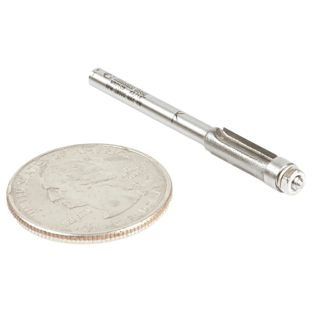 3/16" x 1-23/32" Miniature Flush Trim Bit with Lower Ball Bearing, 2-Flute, 1/8" Shank - Alt Image 2