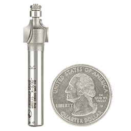 3/8" x 3/32" Radius Miniature Corner Rounding Router Bit with Mini 3/16" Lower Ball Bearing, 2-Flute, 1/4" Shank - Main Image