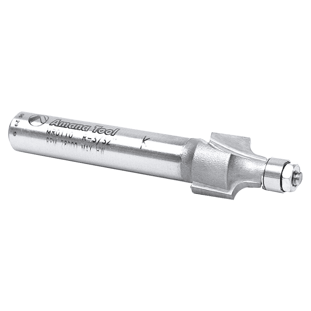 3/8" x 3/32" Radius Miniature Corner Rounding Router Bit with Mini 3/16" Lower Ball Bearing, 2-Flute, 1/4" Shank - Alt Image 2