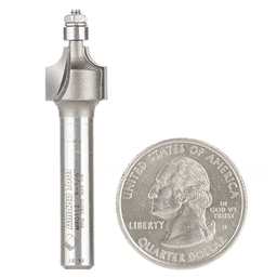 7/16" x 1/8" Radius Miniature Corner Rounding Router Bit with Mini 3/16" Lower Ball Bearing, 2-Flute, 1/4" Shank - Main Image