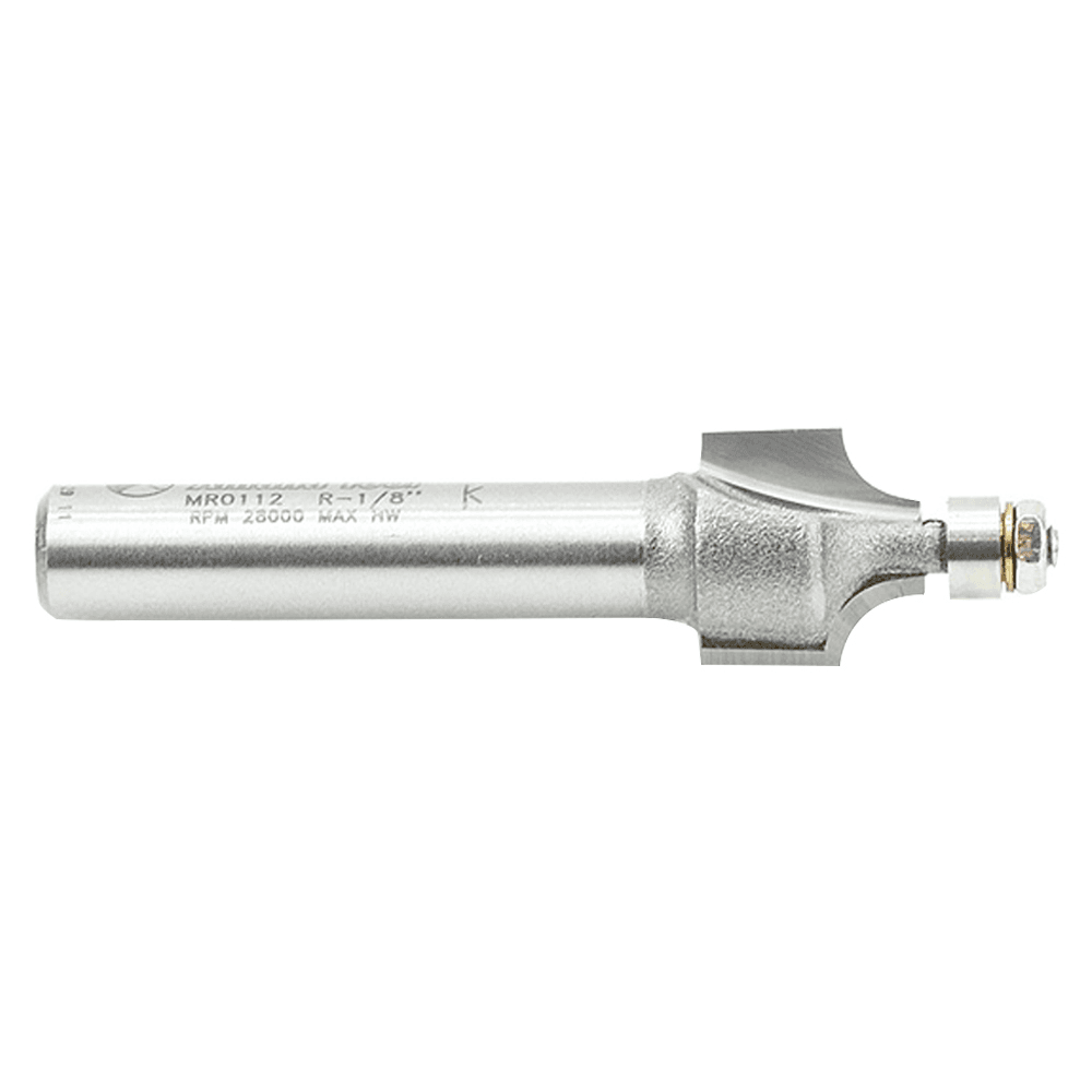 7/16" x 1/8" Radius Miniature Corner Rounding Router Bit with Mini 3/16" Lower Ball Bearing, 2-Flute, 1/4" Shank - Alt Image 1