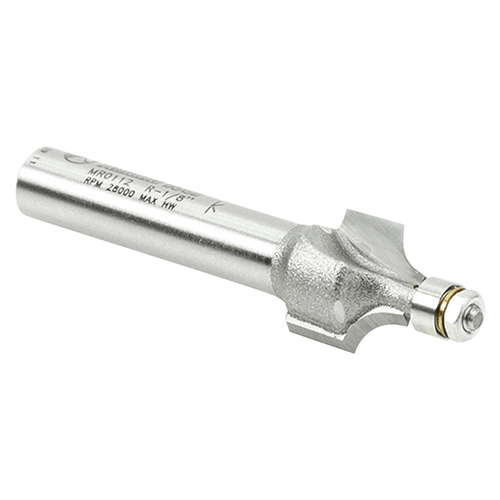 7/16" x 1/8" Radius Miniature Corner Rounding Router Bit with Mini 3/16" Lower Ball Bearing, 2-Flute, 1/4" Shank - Alt Image 2