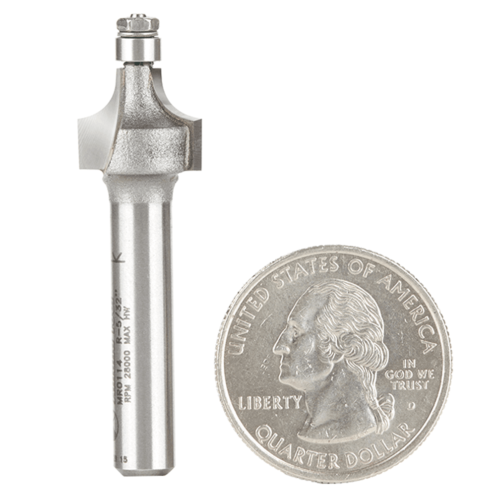 1/2" x 5/32" Radius Miniature Corner Rounding Router Bit with Mini 3/16" Lower Ball Bearing, 2-Flute, 1/4" Shank - Main Image