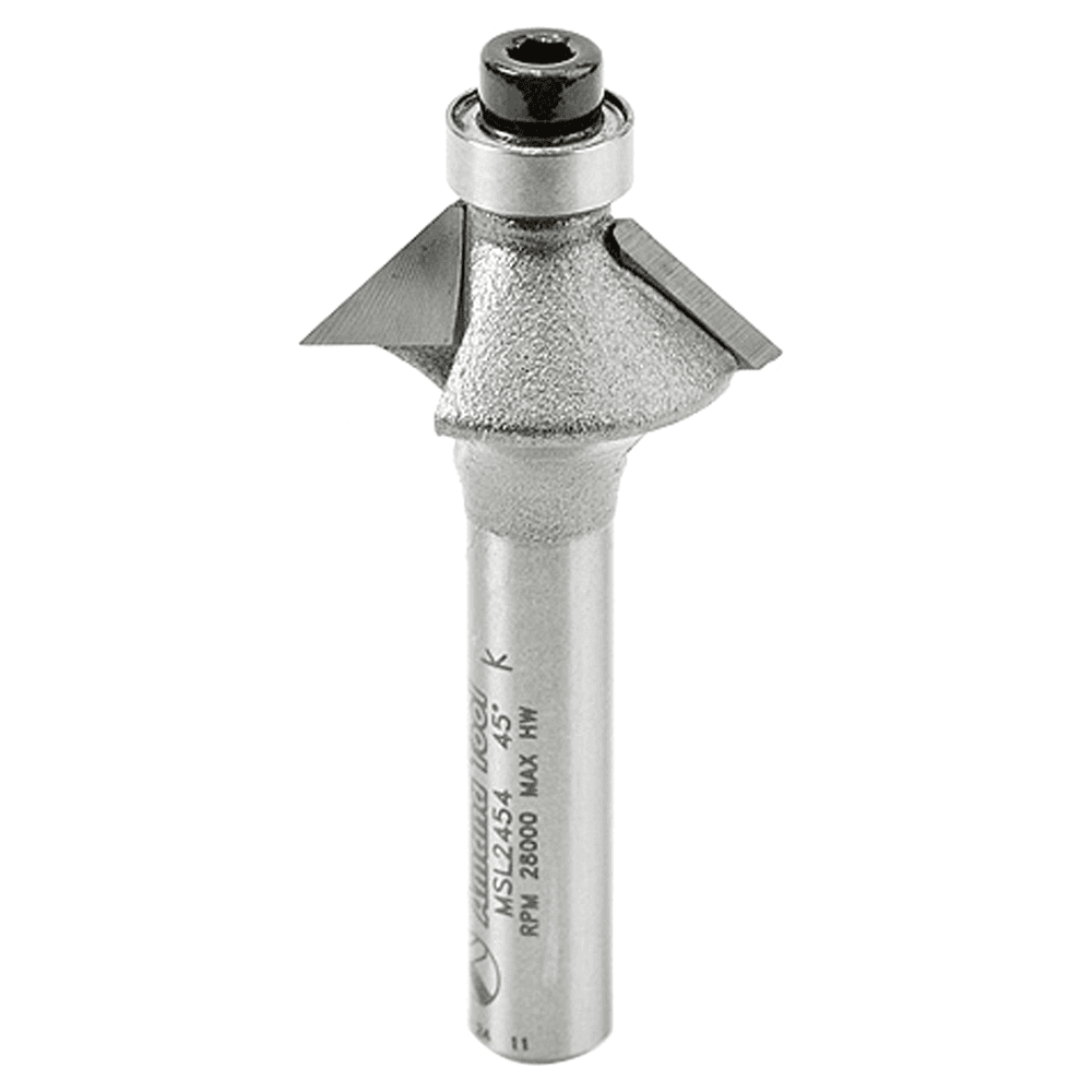 25/32" x 2" Miniature Chamfer Router Bit, 2-Flute, 1/4" Shank - Main Image