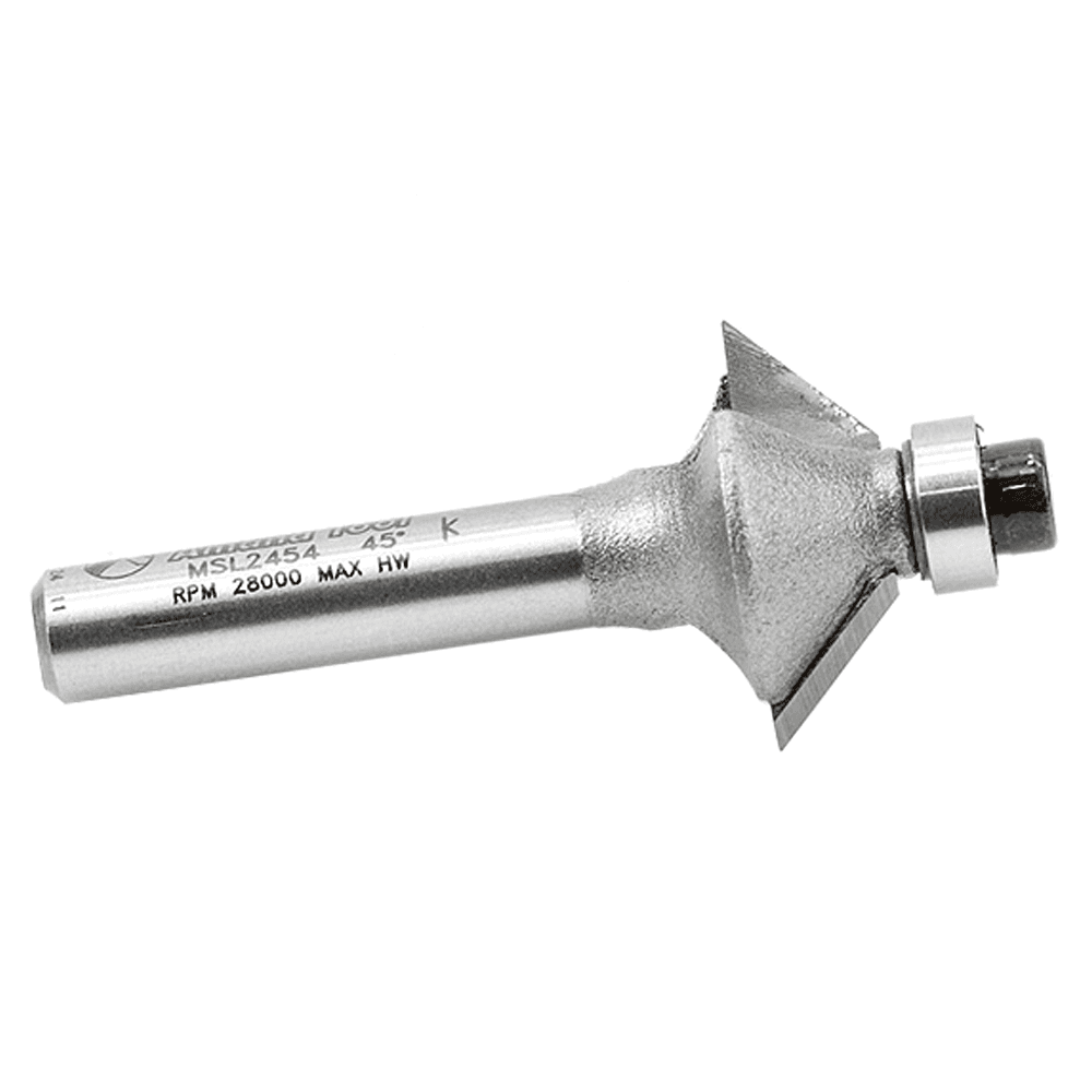 25/32" x 2" Miniature Chamfer Router Bit, 2-Flute, 1/4" Shank - Alt Image 1