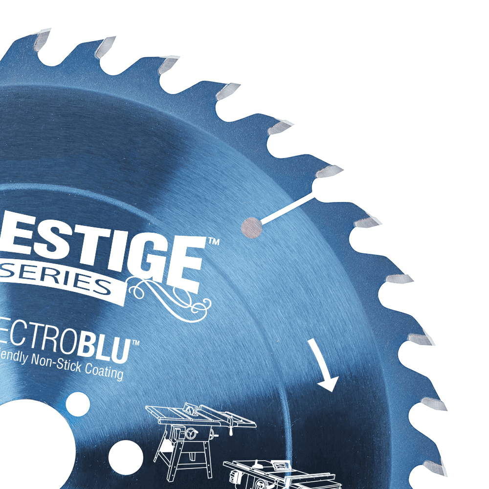 10" Dia x 30mm 18° 40 Teeth Bore ATB Electro-Blu Carbide Tipped Prestige General Purpose Blade, Non-Stick Coated Alt 1 - Image