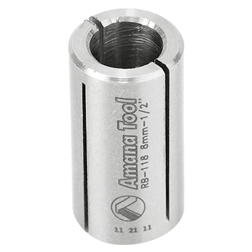 1/2" x 1" High Precision Steel Router Collet Reducer, 8mm Shank - Main Image