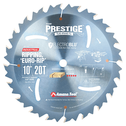 Prestige 10" x 20 Teeth Electro-Blu Coated Euro Rip Saw Blade with Cooling Slot - Main Image