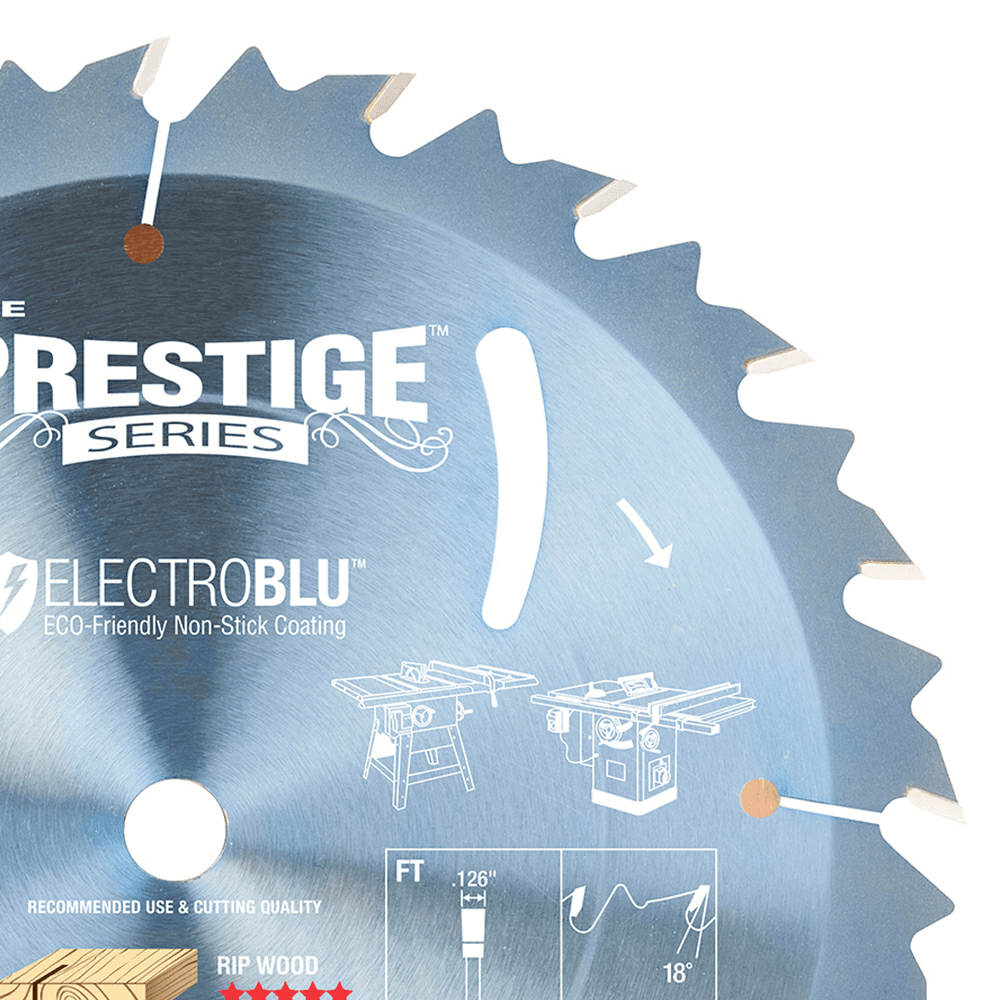 Prestige 10" x 20 Teeth Electro-Blu Coated Euro Rip Saw Blade with Cooling Slot - Alt Image 1