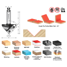 2-5/8" x 3-7/8" 91° CNC Insert V-Groove Router Bit, 1-Flute, 3/4" Shank Alt 1 - Image