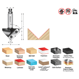 1-9/32" CNC Insert V-Groove 90°, 3/4" Shank Alt 1 - Image