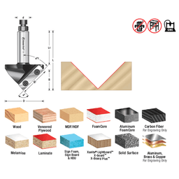 1-1/2" CNC Insert V-Groove 90°, 3/4" Shank Alt 1 - Image