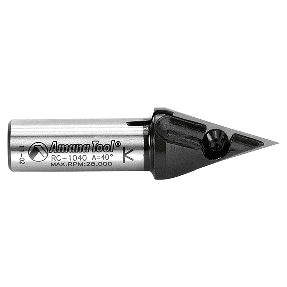 47/64" x 2-9/16" 40° CNC Insert V-Groove Router Bit, 1-Flute, 1/2" Shank Alt 2 - Image