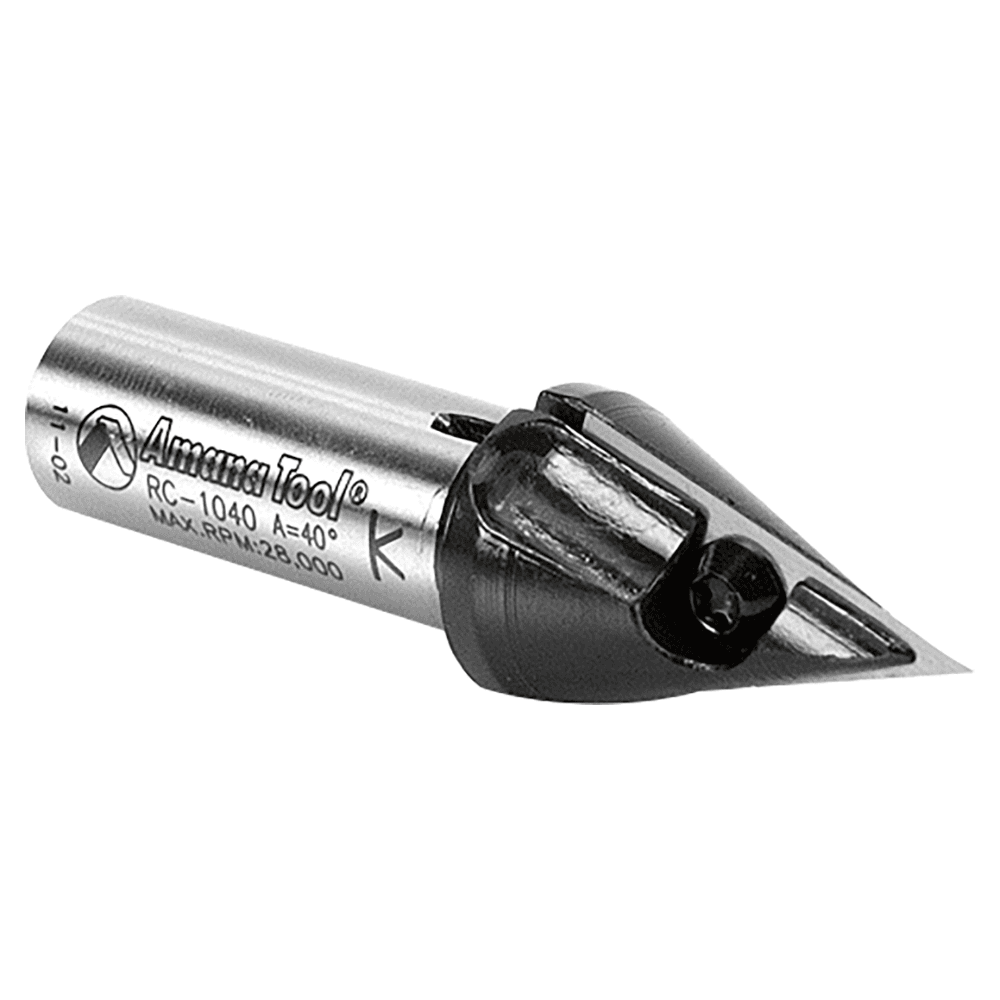47/64" x 2-9/16" 40° CNC Insert V-Groove Router Bit, 1-Flute, 1/2" Shank Alt 3 - Image