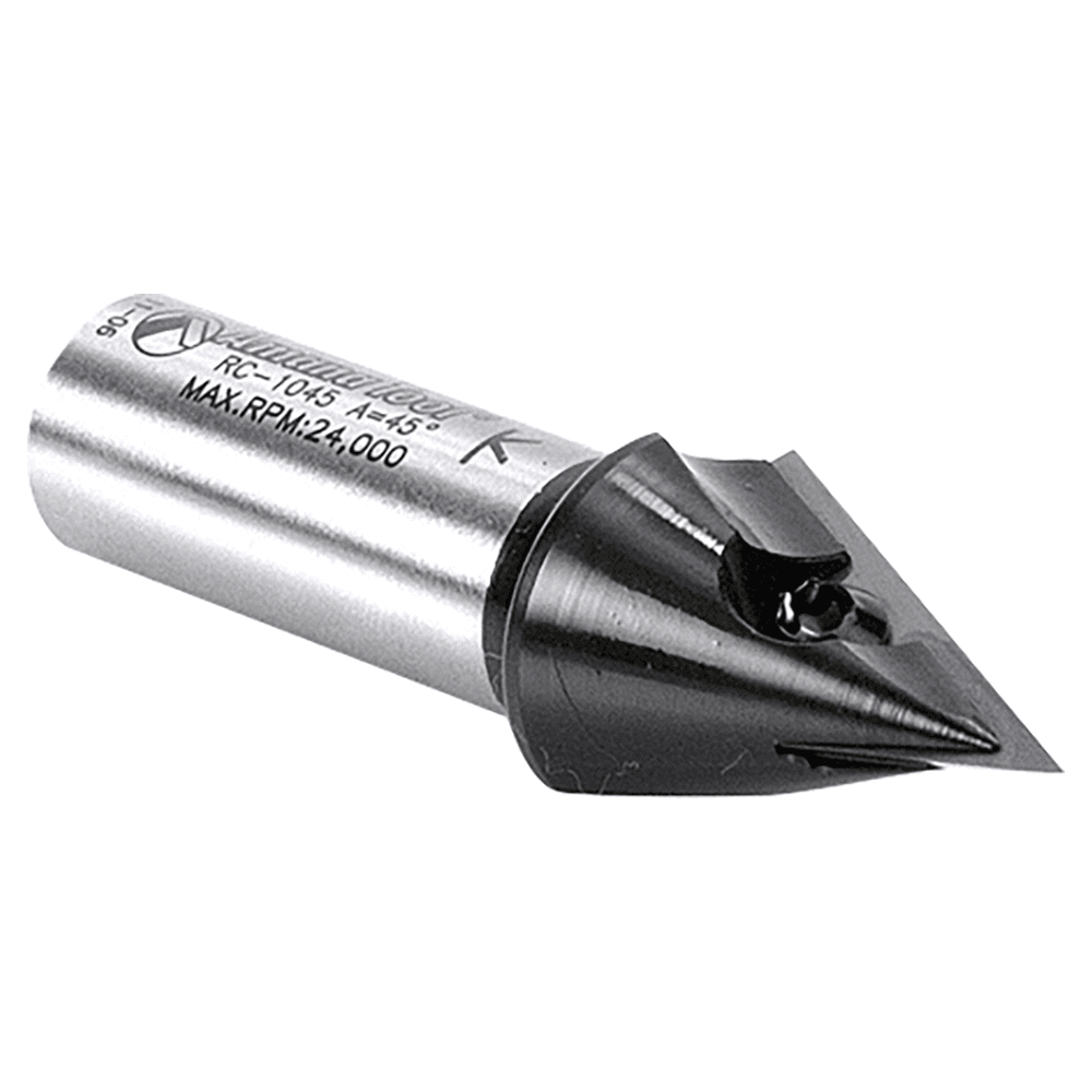 13/16" x 2-3/8" 45° CNC Insert V-Groove Router Bit, 1-Flute, 1/2" Shank Alt 3 - Image