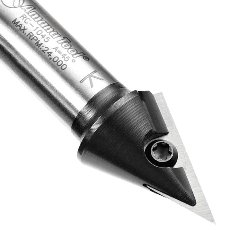 13/16" x 2-3/8" 45° CNC Insert V-Groove Router Bit, 1-Flute, 1/2" Shank Alt 4 - Image