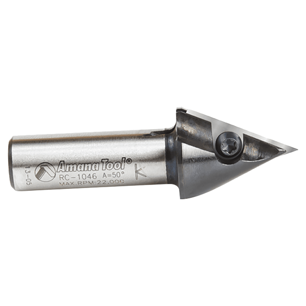 7/8" x 2-9/16" 50° CNC Insert V-Groove Router Bit, 1-Flute, 1/2" Shank Alt 2 - Image