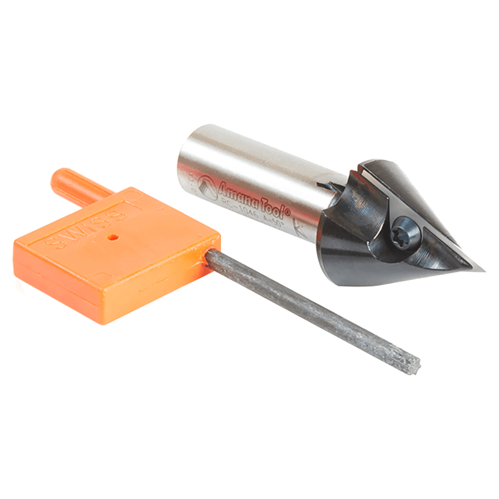 7/8" x 2-9/16" 50° CNC Insert V-Groove Router Bit, 1-Flute, 1/2" Shank Alt 3 - Image