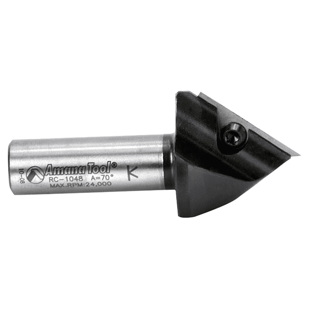 1-7/32" x 2-9/16" 70° CNC Insert V-Groove Router Bit, 1-Flute, 1/2" Shank Alt 2 - Image