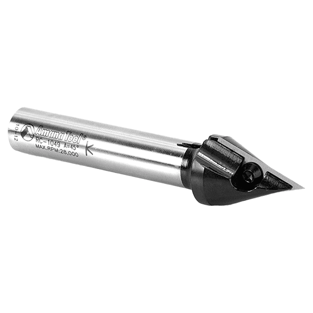 13/16" x 3-21/32" 45° CNC Insert V-Groove Router Bit, 1-Flute, 1/2" Shank Alt 3 - Image