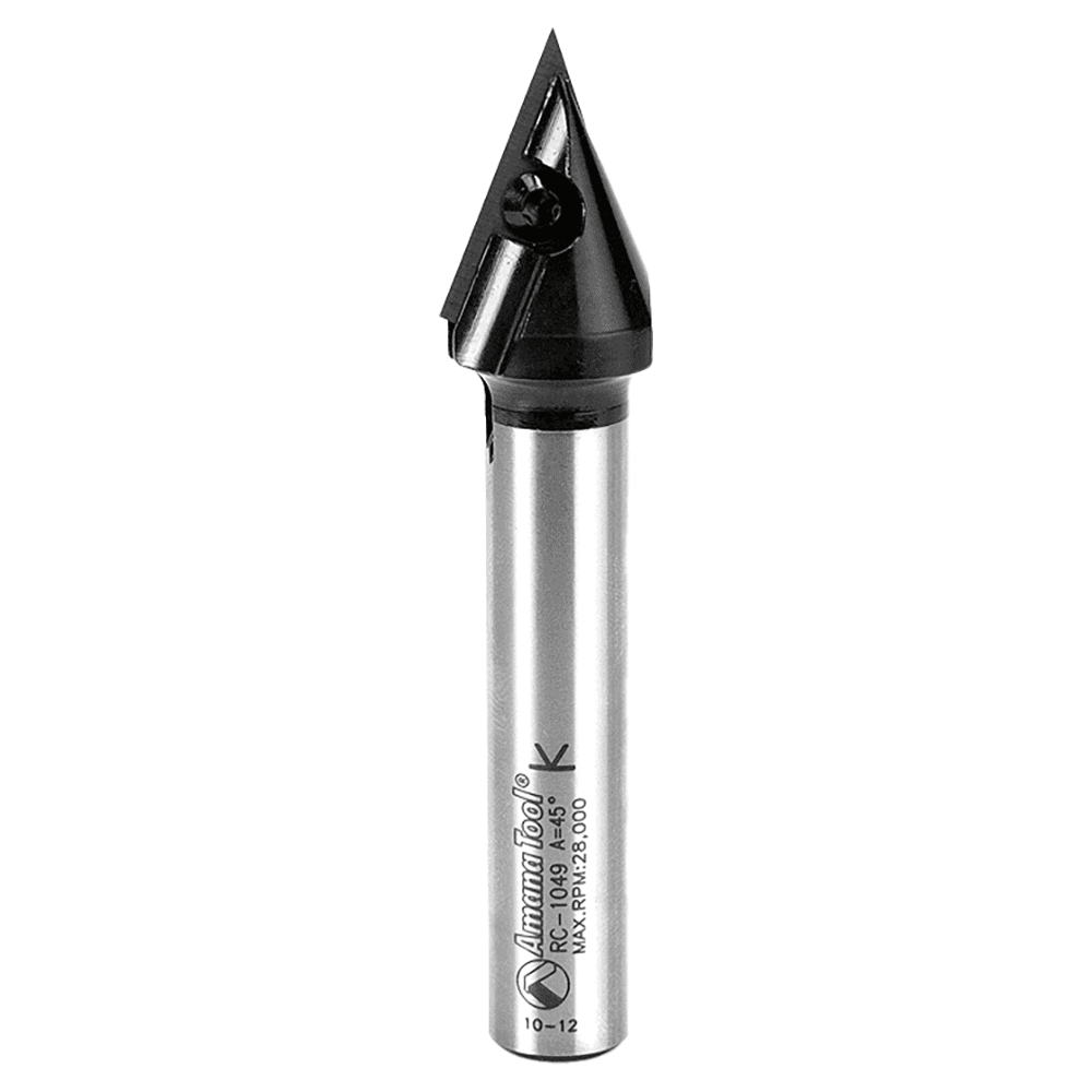 13/16" x 3-21/32" 45° CNC Insert V-Groove Router Bit, 1-Flute, 1/2" Shank Main - Image