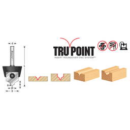 RC-1053 1/8" Radius x 7/8" x 1/4" Tru Point Roundover Insert CNC System Router Bit, 1/4" Shank Alt 1 - Image