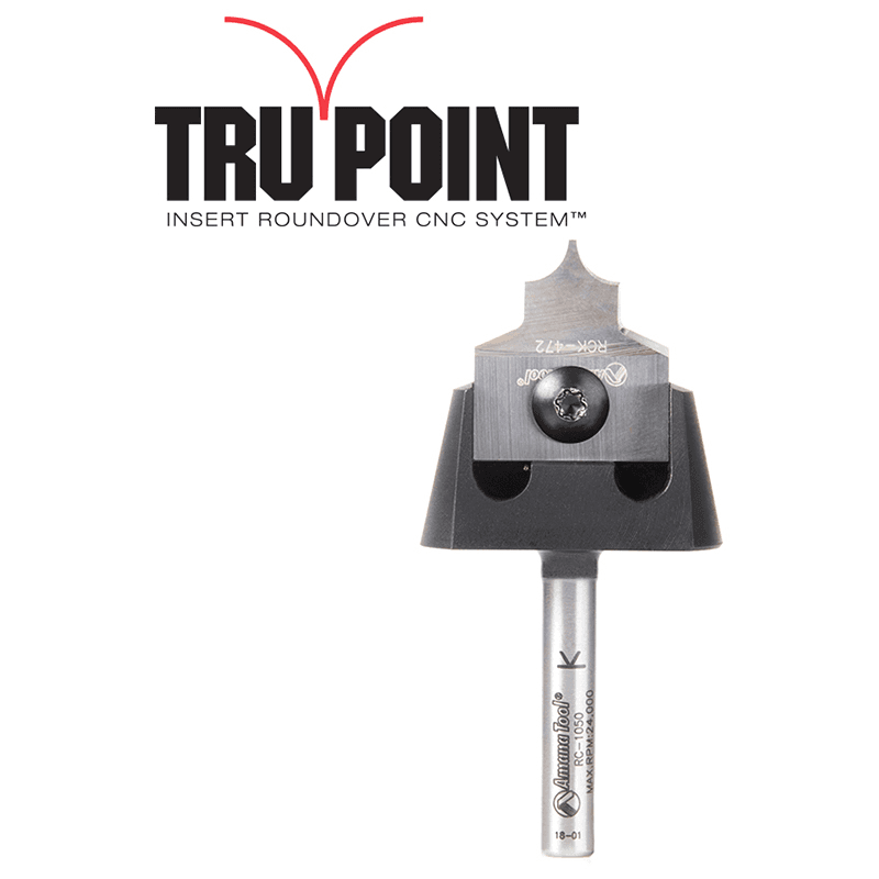 RC-1054 3/16" Radius x 7/8" x 3/8" Tru Point Roundover Insert CNC System Router Bit, 1/4" Shank Main - Image