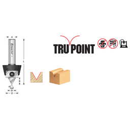 RC-1065 7/8" x 1/2" 60° Tru Point CNC System Insert V-Groove Router Bit, 1/2" Shank Alt 1 - Image