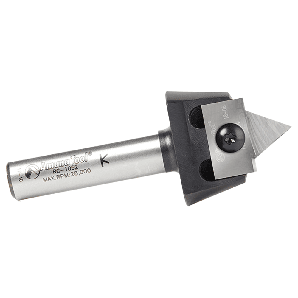 RC-1065 7/8" x 1/2" 60° Tru Point CNC System Insert V-Groove Router Bit, 1/2" Shank Alt 2 - Image