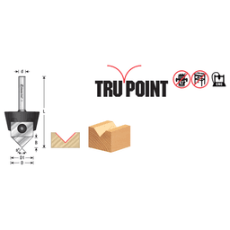 RC-1066 7/8" x 3/8" 90° Tru Point CNC System Insert V-Groove Router Bit, 1/4" Shank Alt 1 - Image