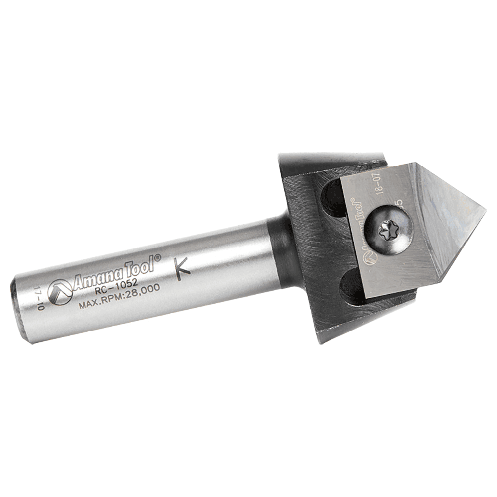 RC-1067 7/8" x 3/8" 90° Tru Point CNC System Insert V-Groove Router Bit, 1/2" Shank Alt 2 - Image
