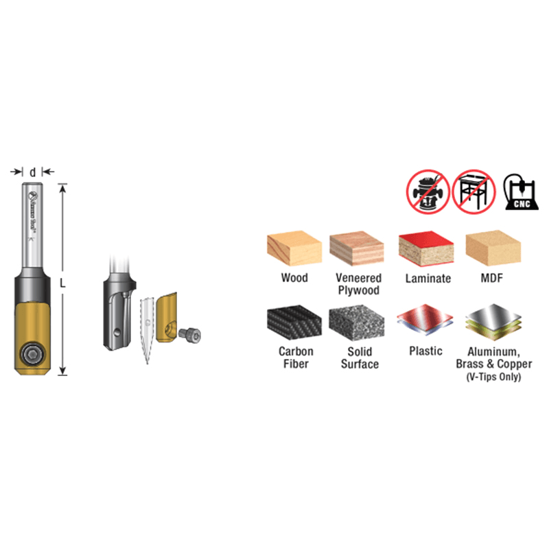 2-1/2" CNC In-Groove Insert Engraving Tool Body, 6mm Shank Alt 1 - Image