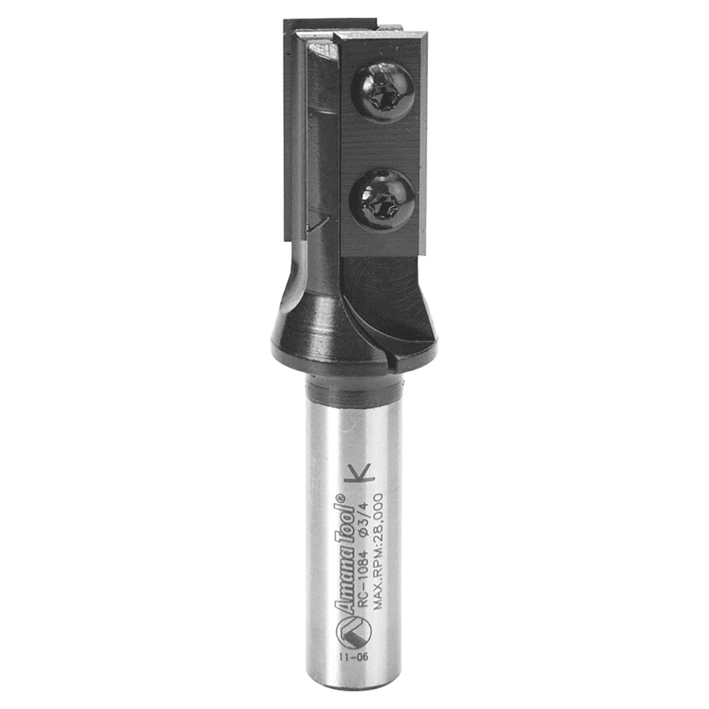 Amana 2-flute straight bit with 4 cutting edges per knife and 30mm cutting height on 1/2" shank