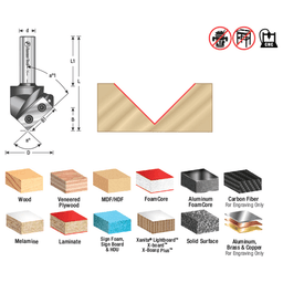 1-1/2" x 3" 91° CNC Insert V-Groove Router Bit, 1-Flute, 1/2" Shank Alt 1 - Image