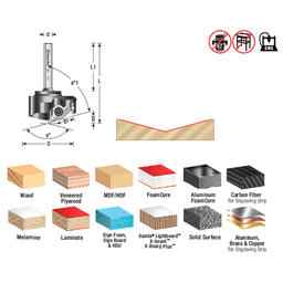 Insert V-Groove 150° x 13/64 x 1/4" Shank CNC Router Bit Alt 1 - Image