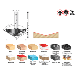 Insert V-Groove 150° x 19/64 x 1/2" Shank CNC Router Bit Alt 1 - Image